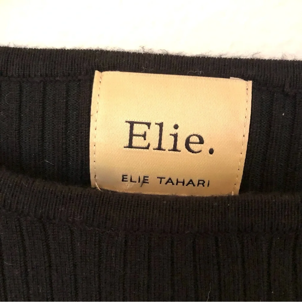 Elie Tahari Ribbed Striped Sweater Small Black White